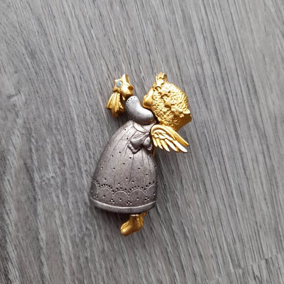 Vintage Angel Brooch Danecraft Shooting Star Girl Silver and Gold Tone - Picture 11 of 13